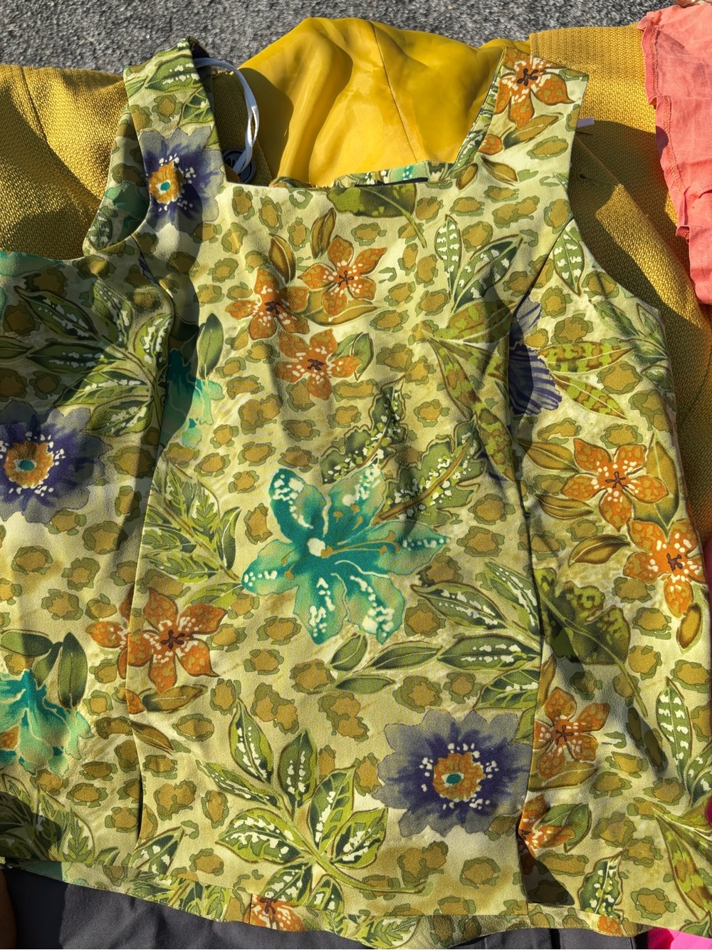 Ladies Floral Tank Dress - Green Multicolor